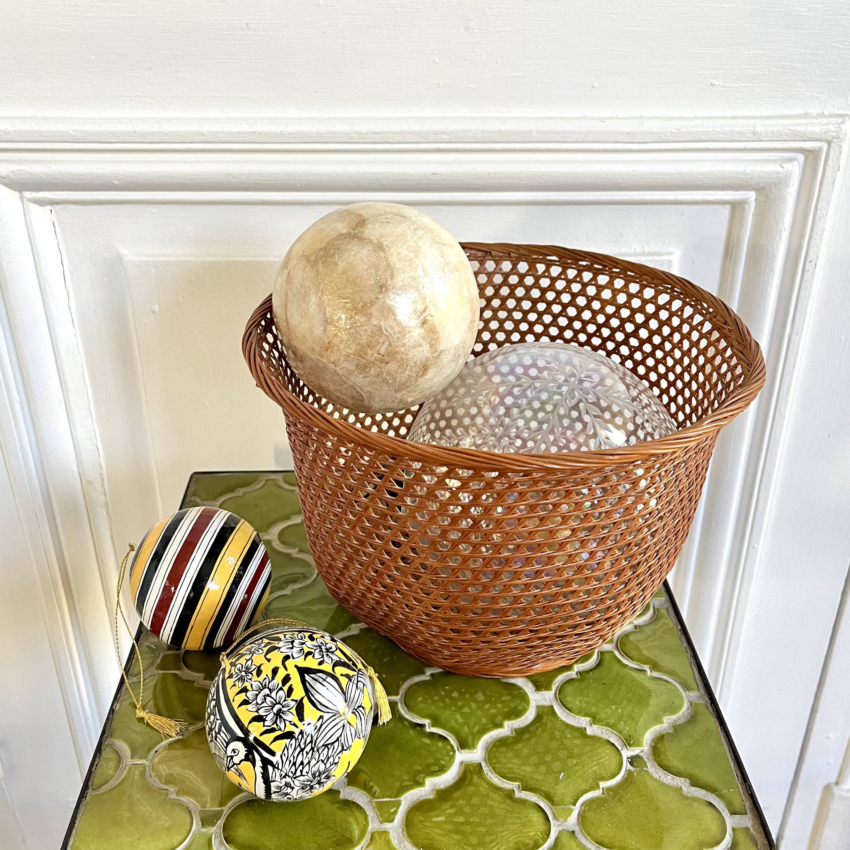 Wicker cane basket planter