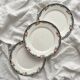 3 vintage black floral frieze dessert plates from Digoin and Sarreguemines