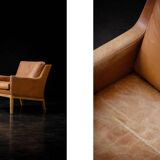 Vintage Mid-Century Danish Modern Brown Leather Easy Chair Model 39