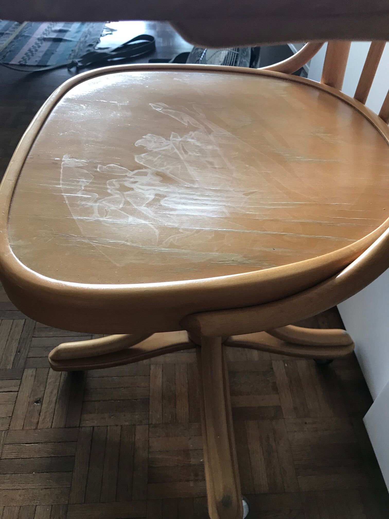 Fauteuil bureau bois Radomsko Zmg Pologne 1950 vintage