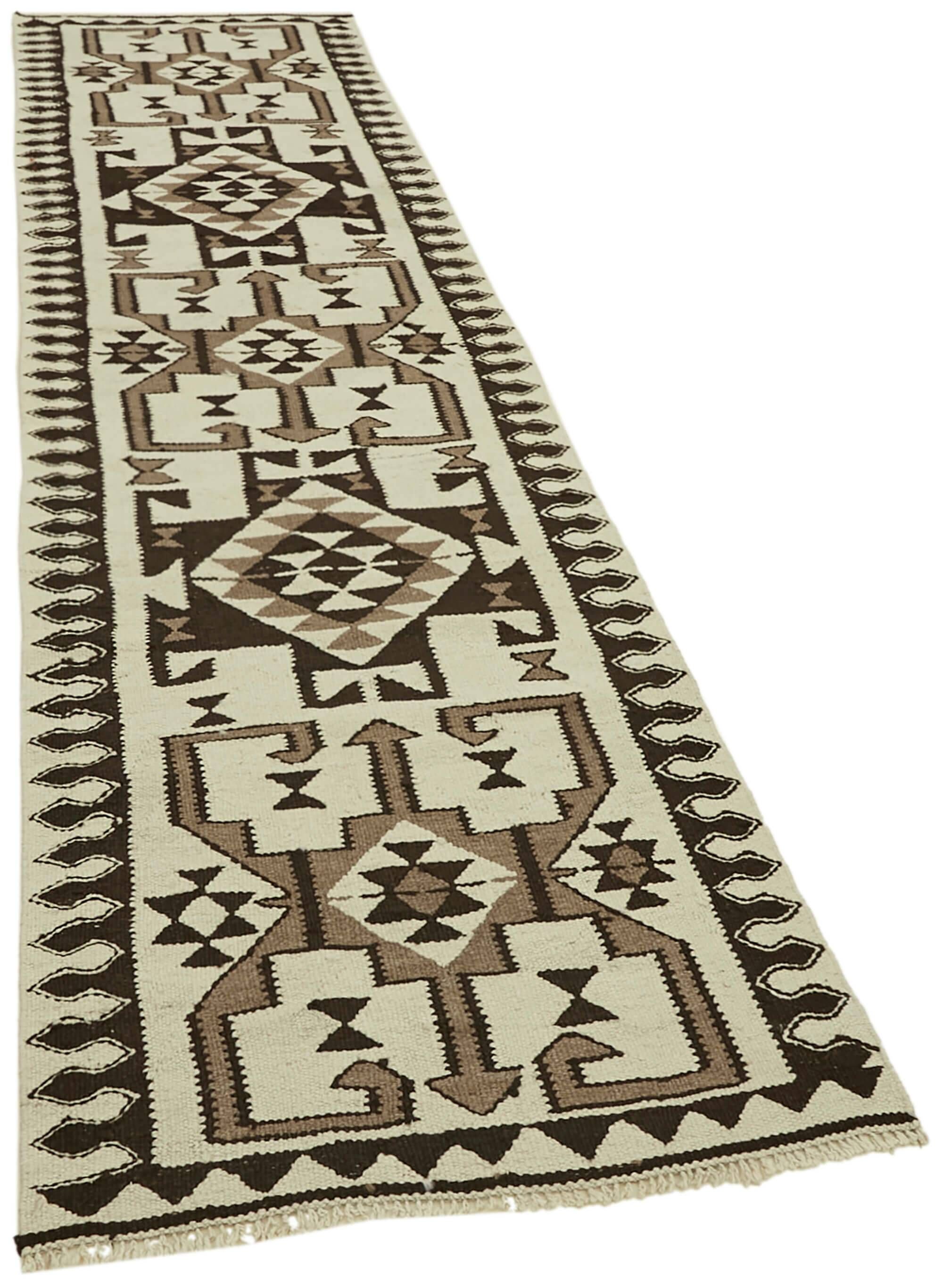 Turkish Handwoven Vintage Herki Kilim 92 cm x 325 cm