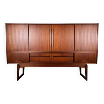 Teak and rosewood enfilade with drawers and doors in marquetry, Denmark, 1950.