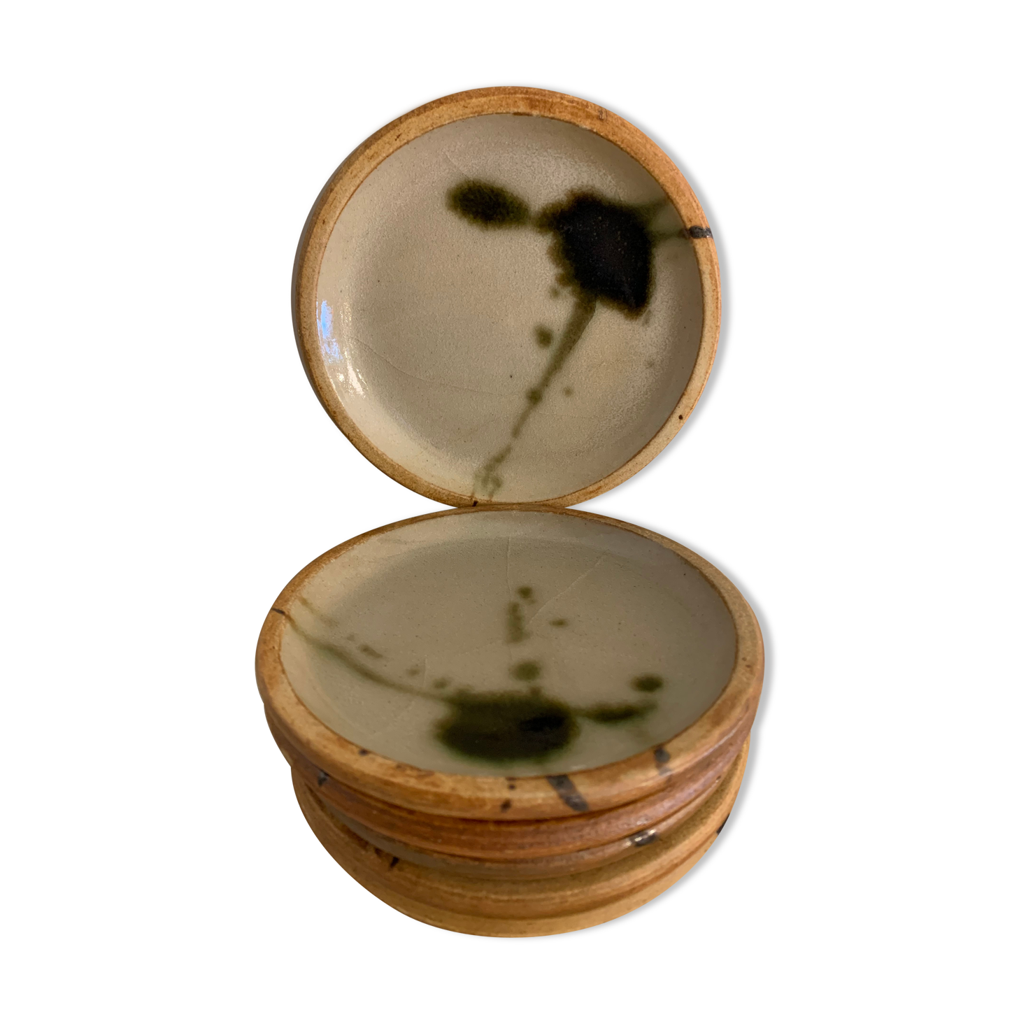 6 small bread plates enamelled pottery of the Vallauris Dove