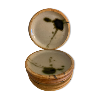 6 small bread plates enamelled pottery of the Vallauris Dove