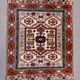 Old Turkish Kazak rug 90x115 cm vintage tribal, square medium 2574