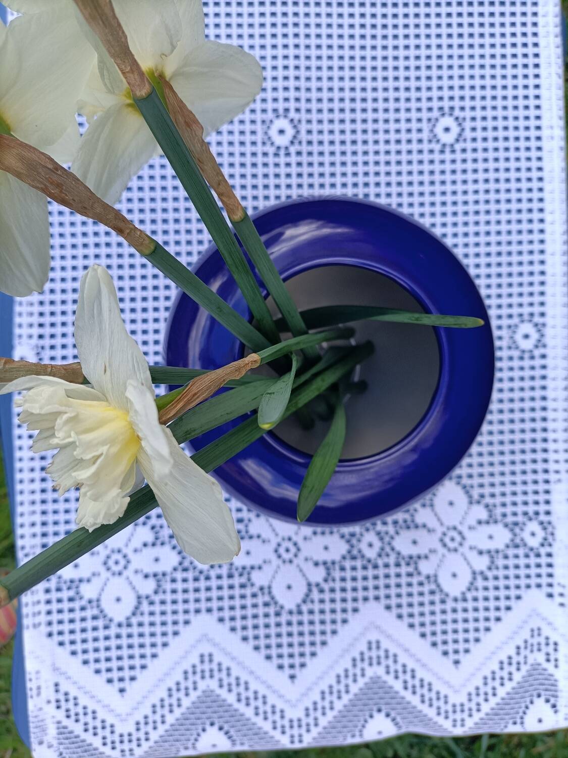 Intense blue ceramic vase