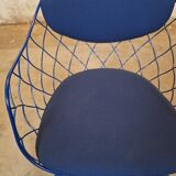Magis Piña blue chair with metal frame and padded seat