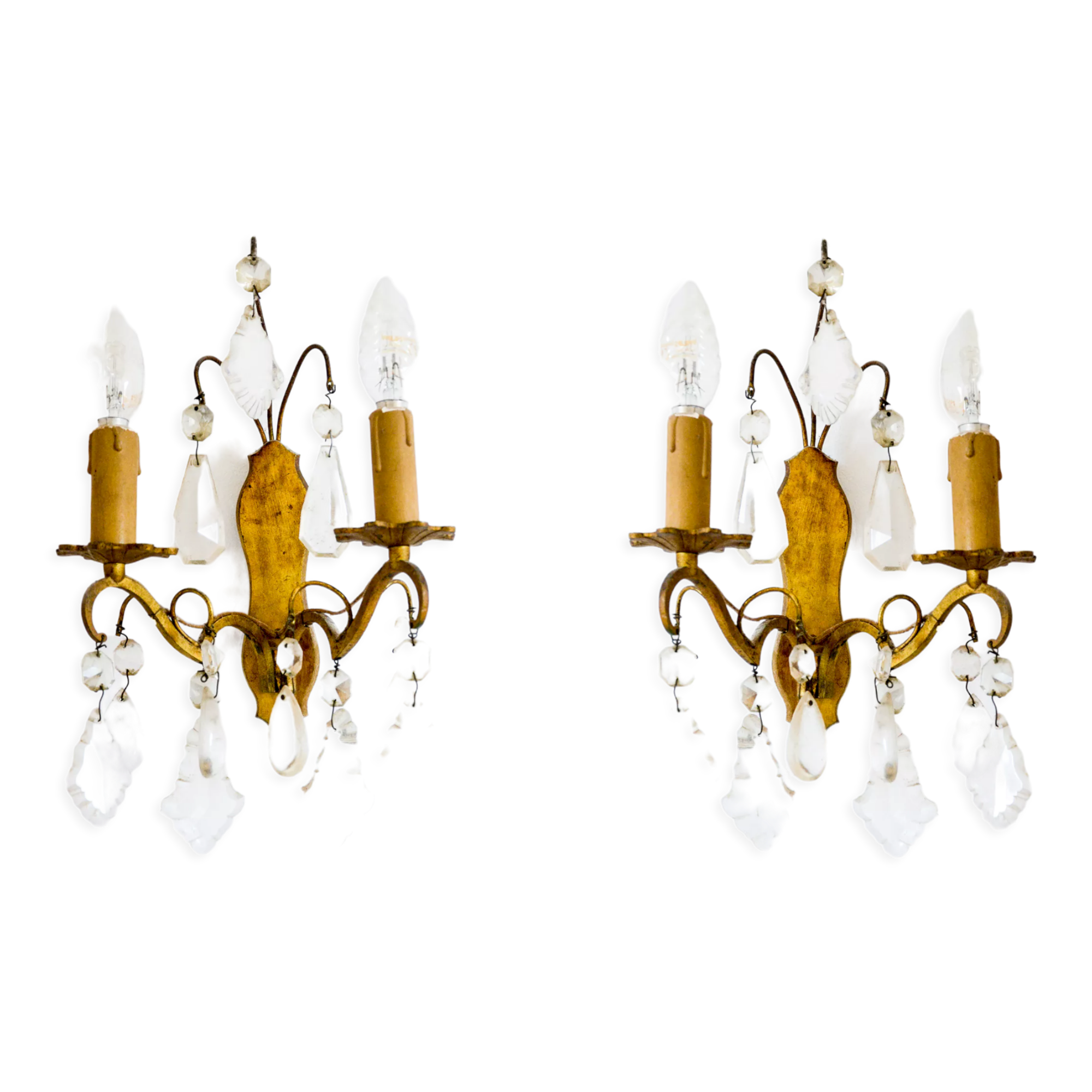 Pair of golden sconces with tassels