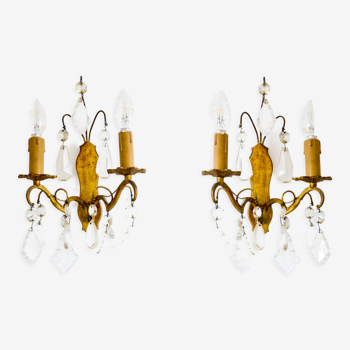 Pair of golden sconces with tassels
