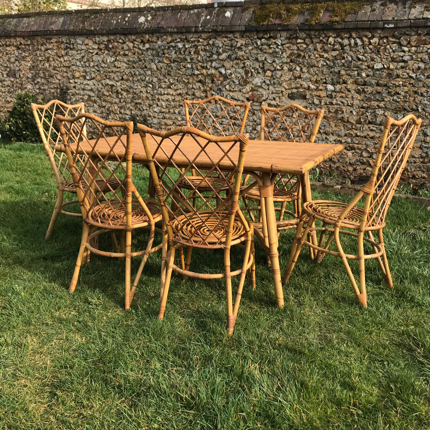 Vintage 1960 rattan table