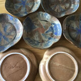 7 stoneware cups signed G Méténier