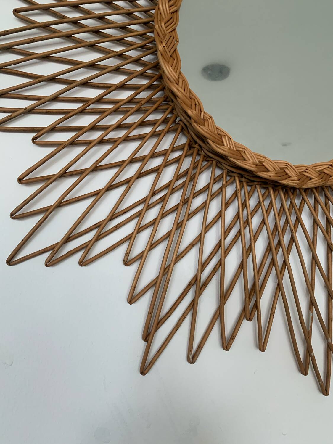 Vintage wicker sun mirror collection