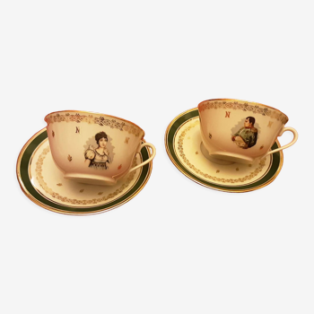Deux tasses porcelaine Napoleon Josephine