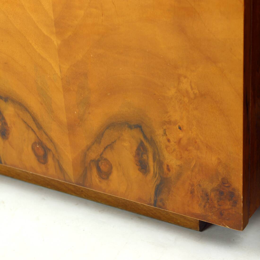 Classical Bedside Tables In Walnut And White Glass, Czechoslovakia 1960s