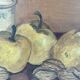 Oil painting on canvas, still life with fruits and pot, nuts, signed, George Cros, signed
