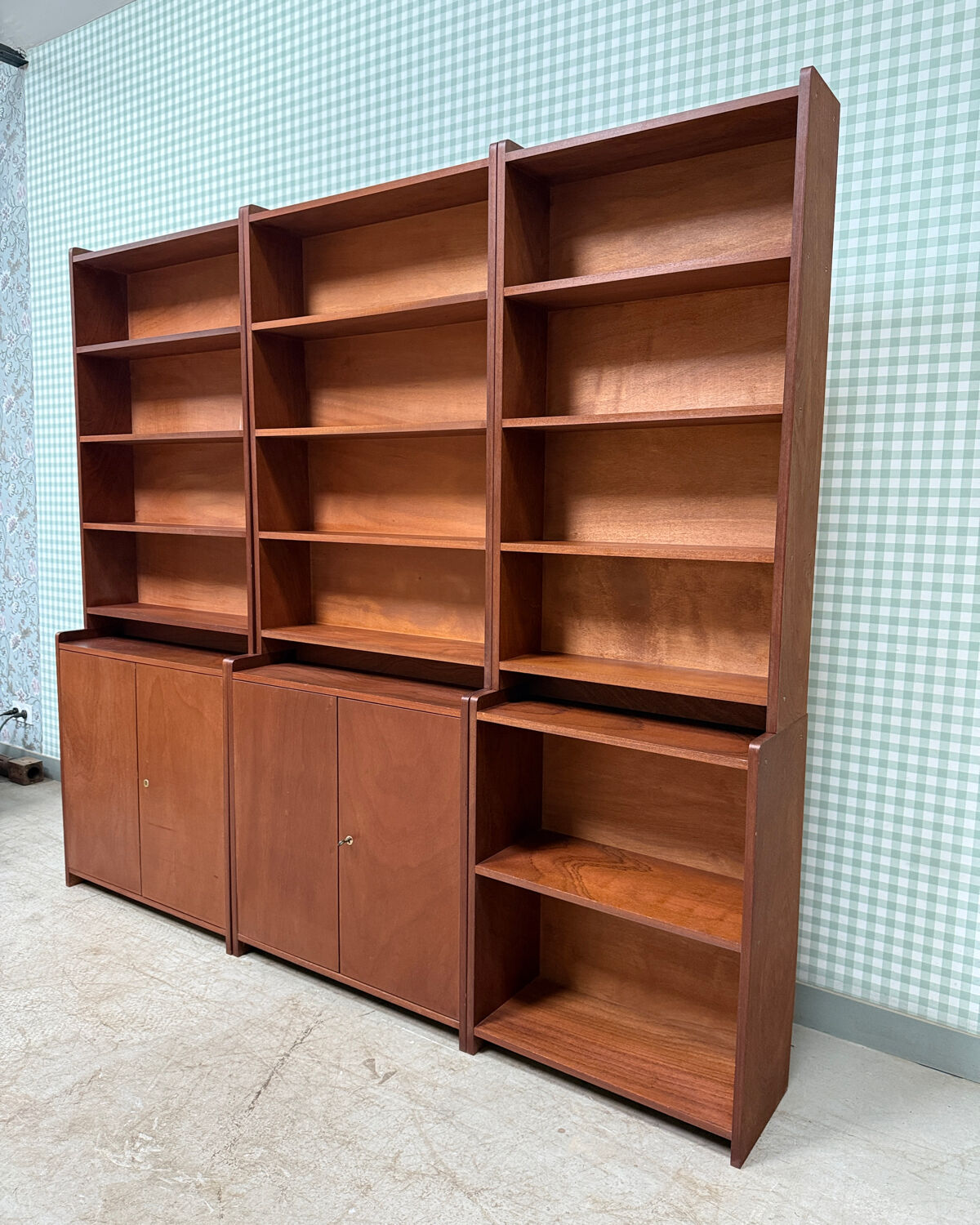 Vintage teak library from the 1960s.