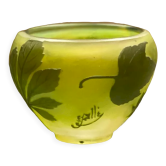 Vase Gallé - Décor feuillage - vert nuancé
