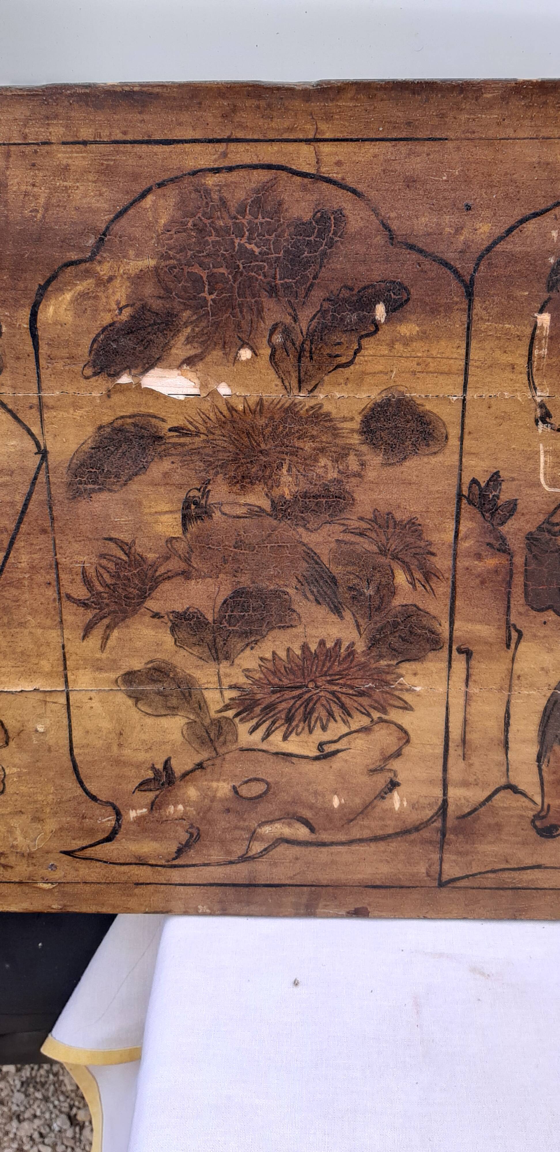 Panel Silkscreened wood China 19th