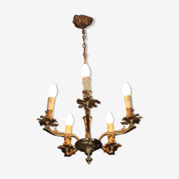 5-branched brass chandelier