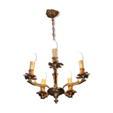 Lustre à 5 branches en laiton