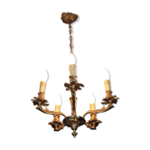 5-branched brass chandelier