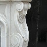 Louis XV style fireplace in white Carrara marble circa 1980
