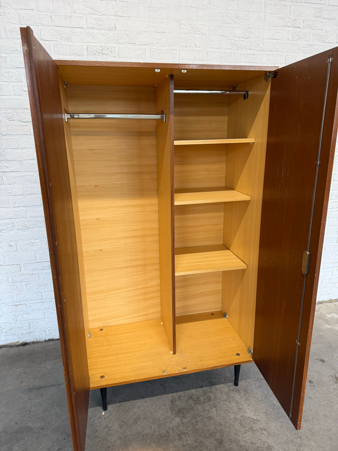 Vintage RVD Belgian Mid-Century Wardrobe — Lacquered Rosewood Veneer &