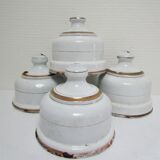 Quatre cloches à fromage métal émaillé blanc début XXème