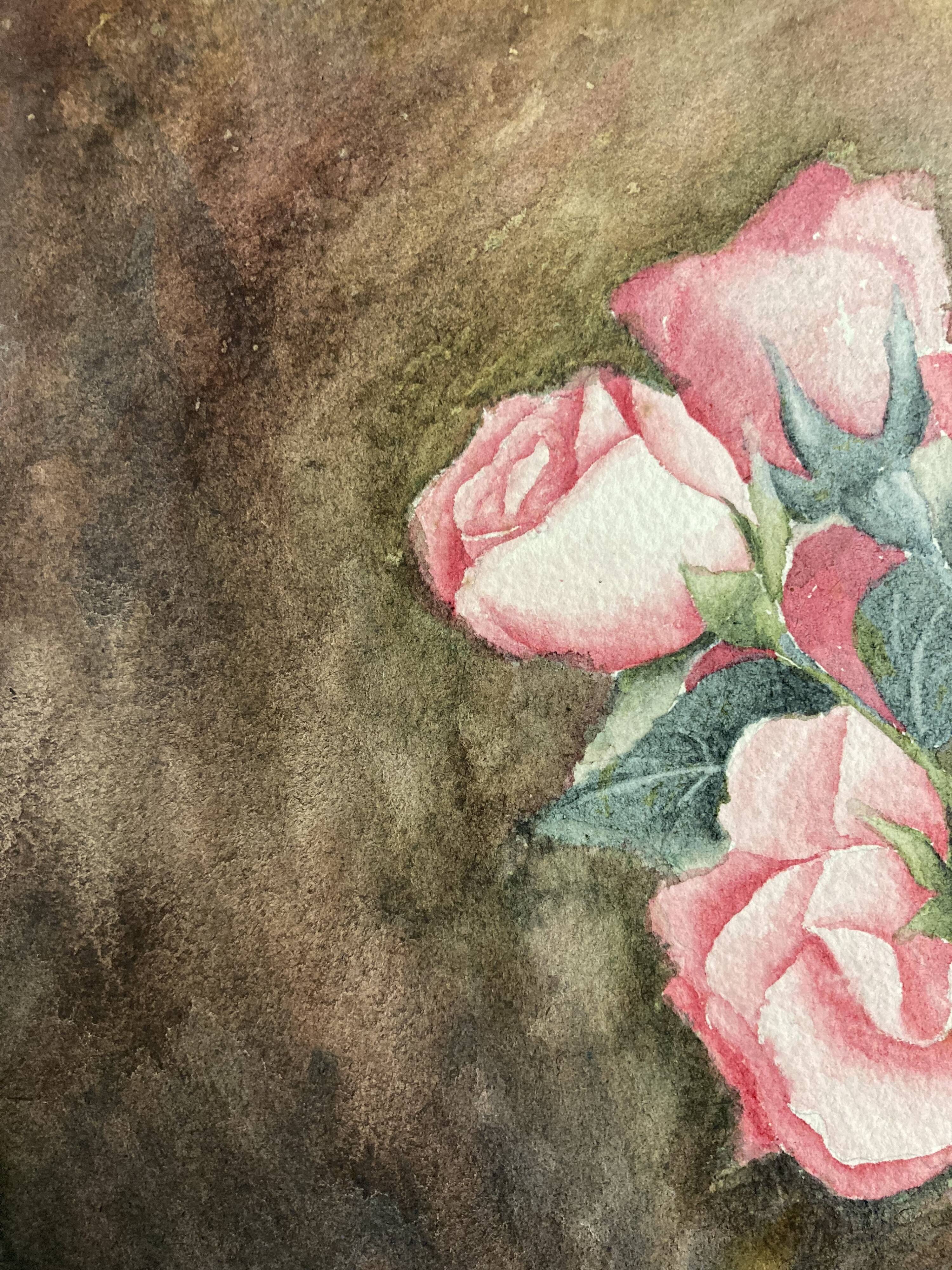 Aquarelle aux roses vintage