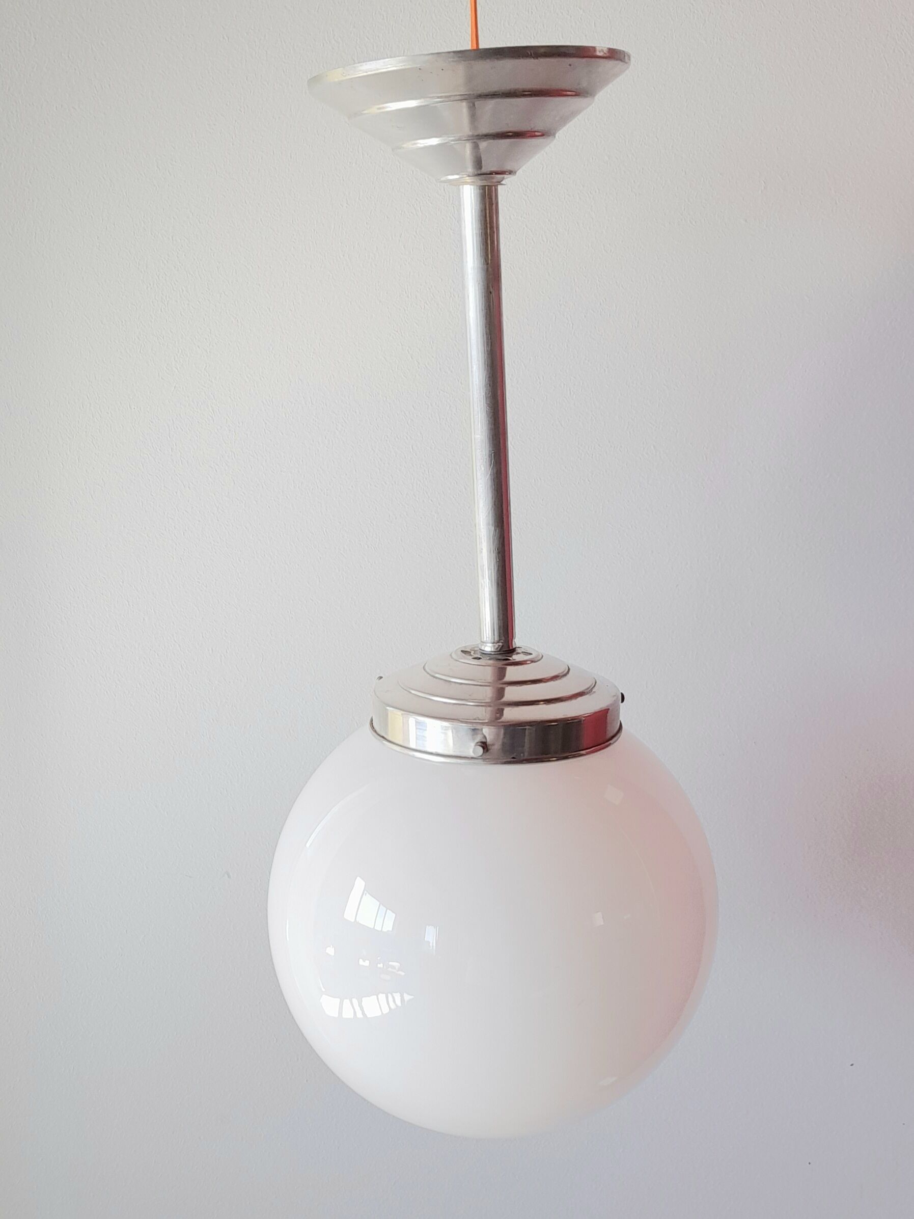 Art Deco opaline globe pendant lamp