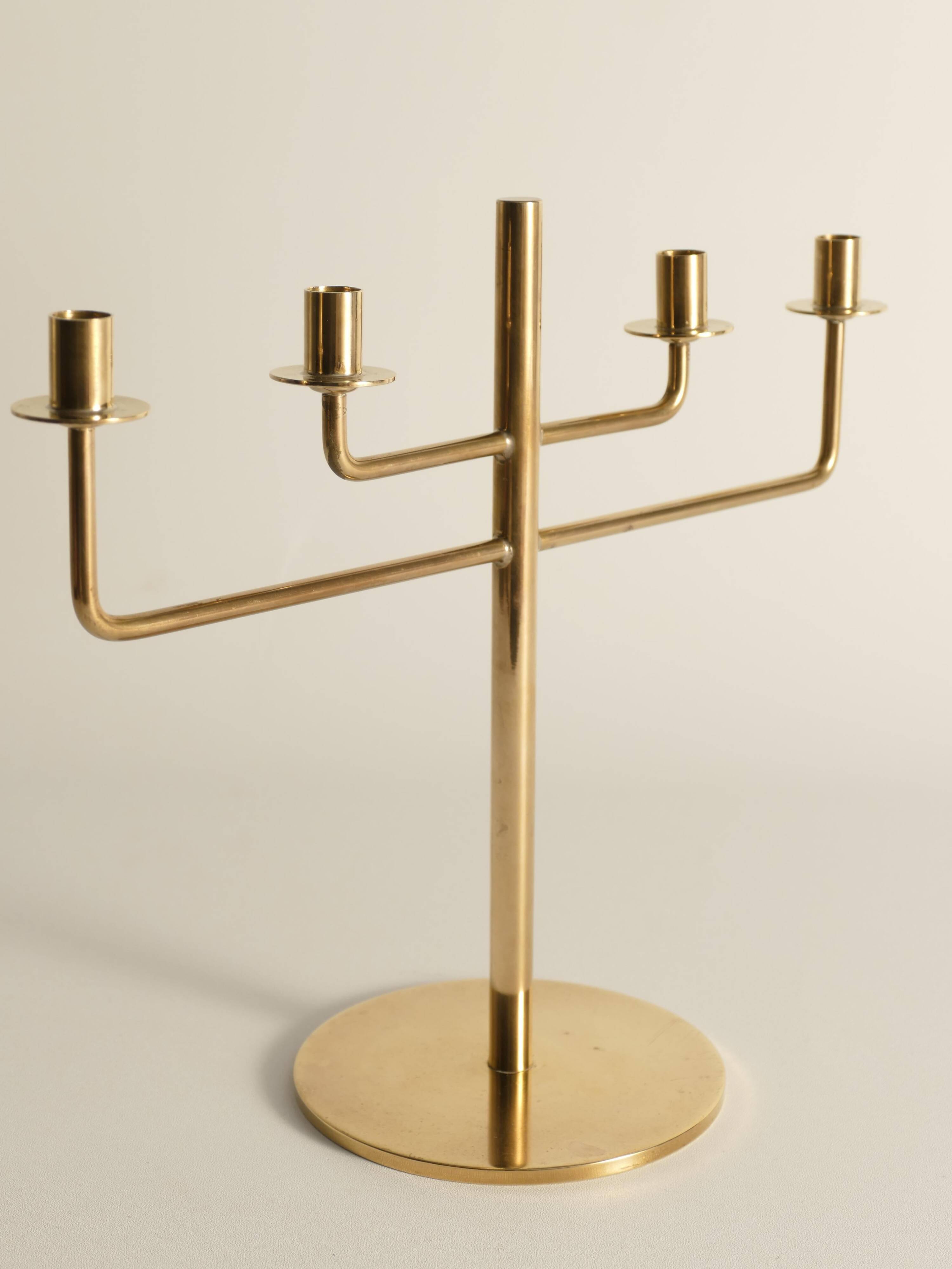 Scandinavian Modern Brass Candelabra by Hans-Agne Jakobsson, Markaryd, 1960s