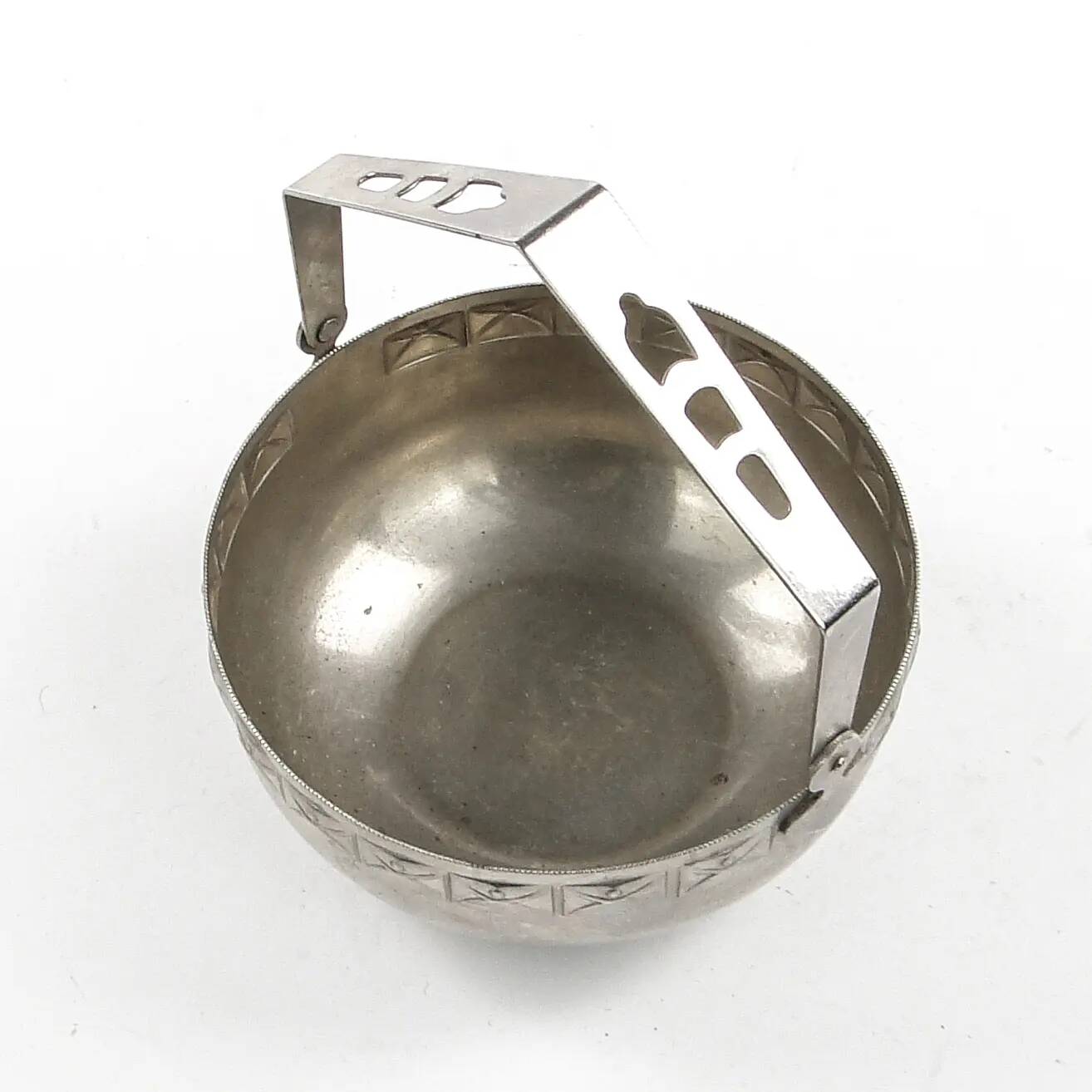 Art Nouveau sugar bowl, silver-plated brass, Sweden, early 20th century