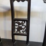 Paire d'anciennes chaises fauteuils Tabourets chinois XIXème en bois laqué noir