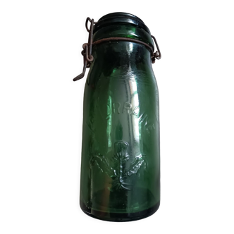 Old glass bottle Le Lorraine green