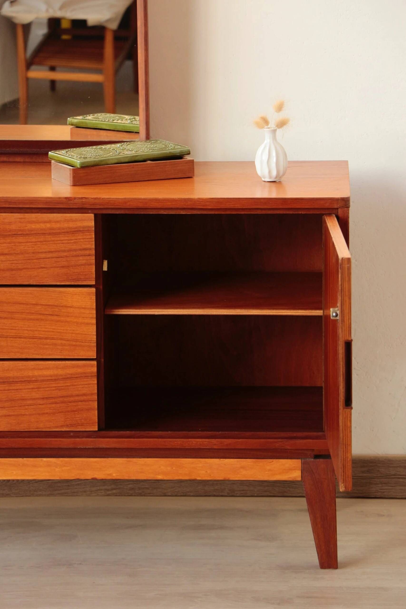 Restored vintage teak hairdresser from the 1960s.
