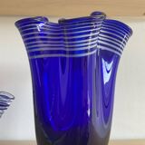 Trio of vintage blown glass handkerchief vases