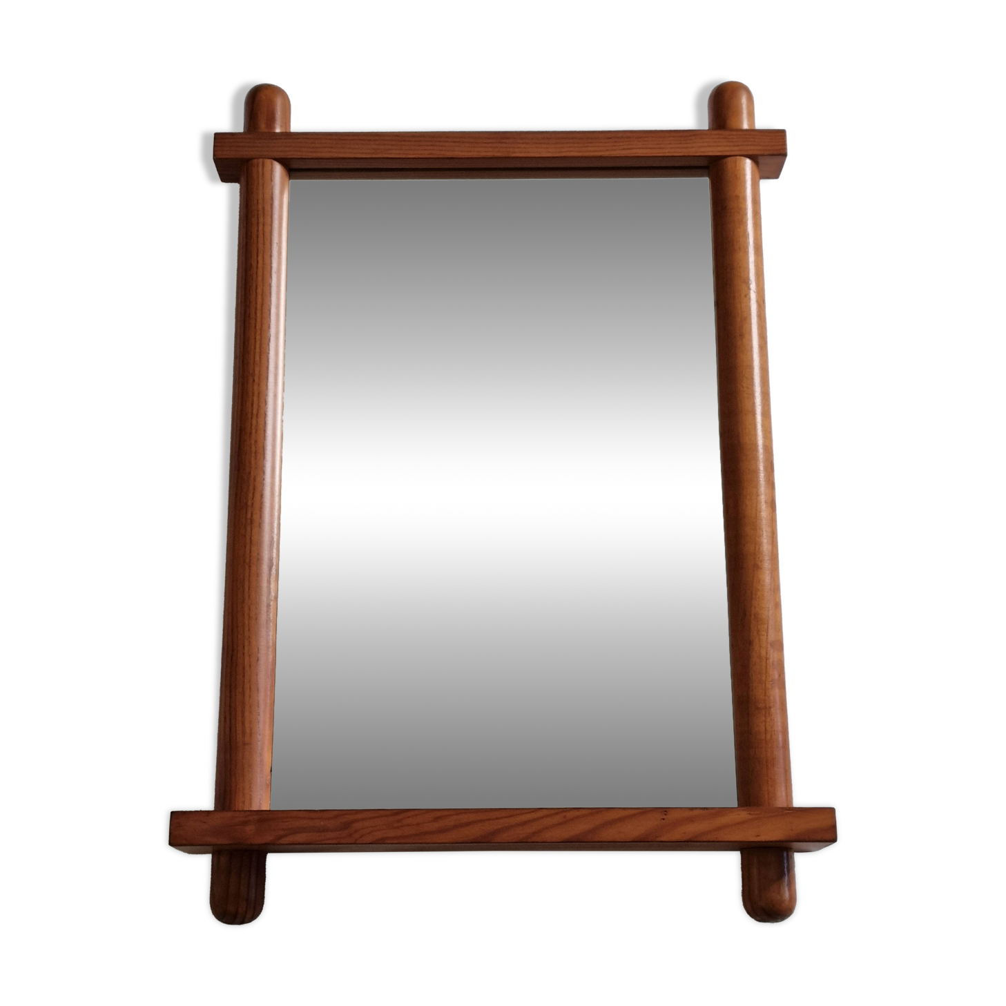 Miroir mural vintage en pin clair style « Les Arcs », 48 x 68 cm