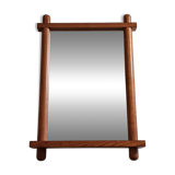Vintage wall mirror in light pine, “Les Arcs” style, 48 x 68 cm