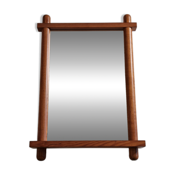 Vintage wall mirror in light pine, “Les Arcs” style, 48 x 68 cm