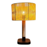 Vintage Pine & Teak Table Lamp with new Shade, 70s.