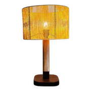 Lampe de table vintage en pin et teck avec nouvel abat-jour, années 70.