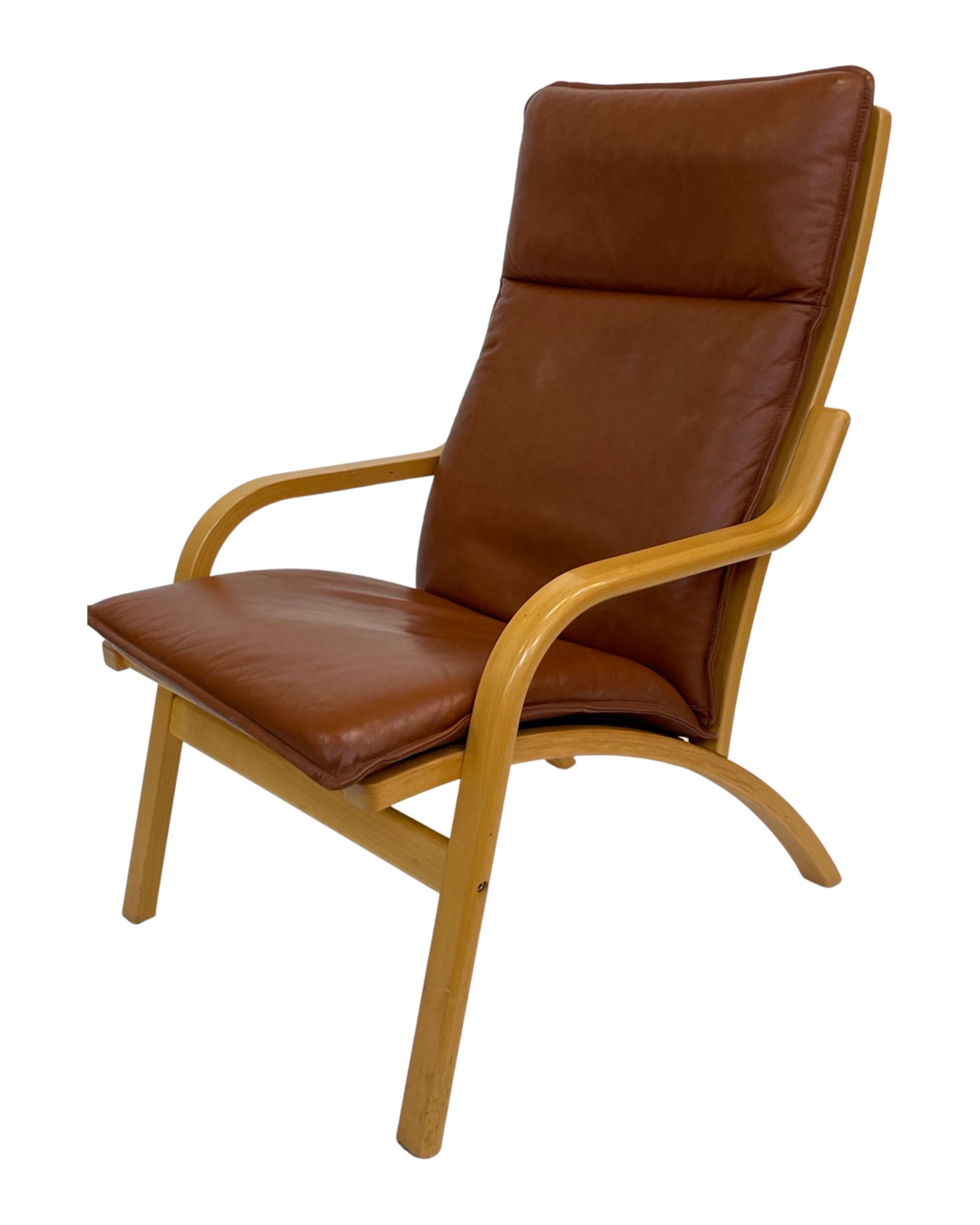 Vintage Danish armchair cognac leather by Stouby