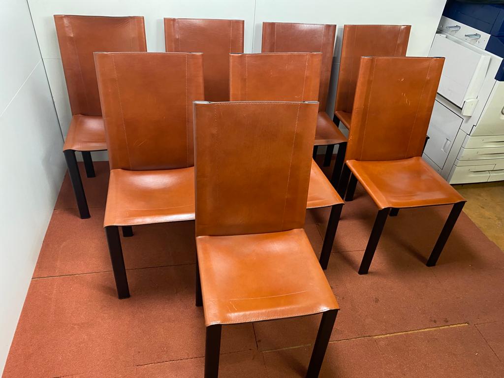 Chair Coral Mattéo Grassi in brown leather