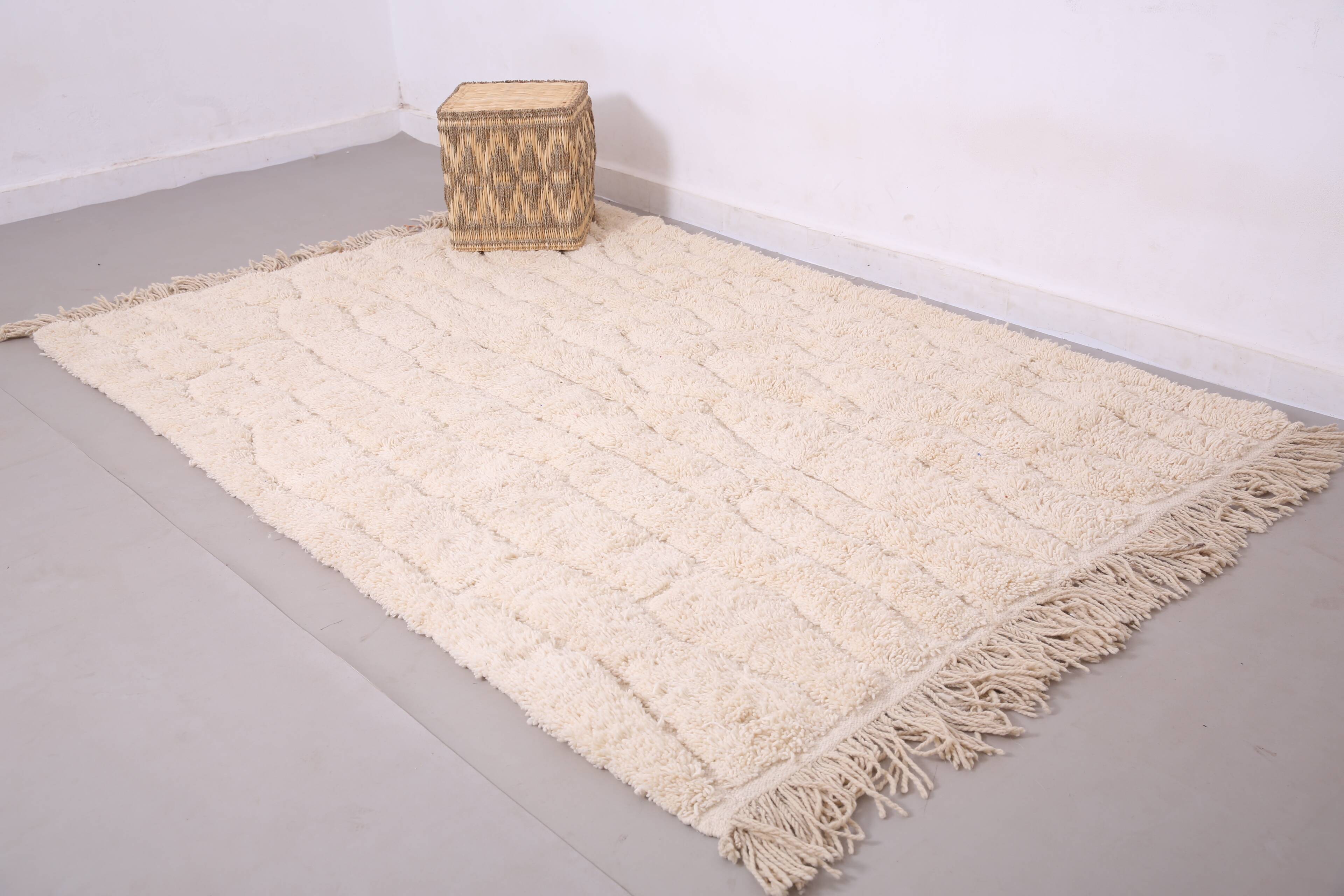 Cream Handmade Moroccan Rug 167 x 242 cm - Beige Beni Ourain Rug Berber