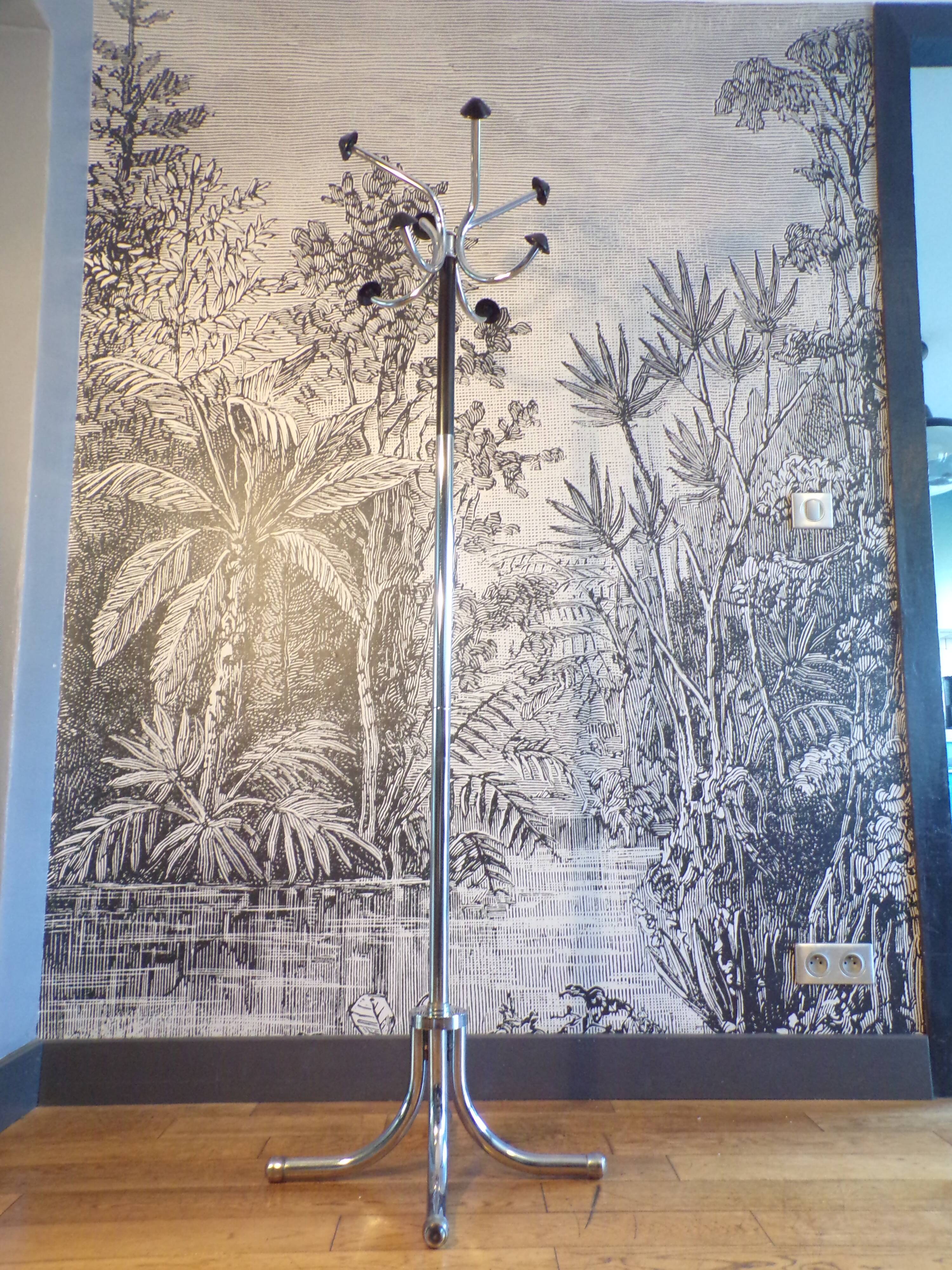 Chrome metal coat rack parrot