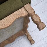 1970s, Danish 3-seater sofa, furniture wool, solid oak wood.