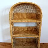 Small vintage rattan bookcase shelf