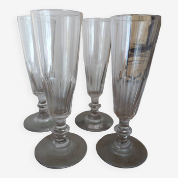 4 Baccarat champagne flutes late 19th century