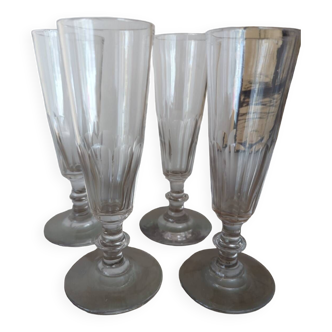 4 Baccarat champagne flutes late 19th century