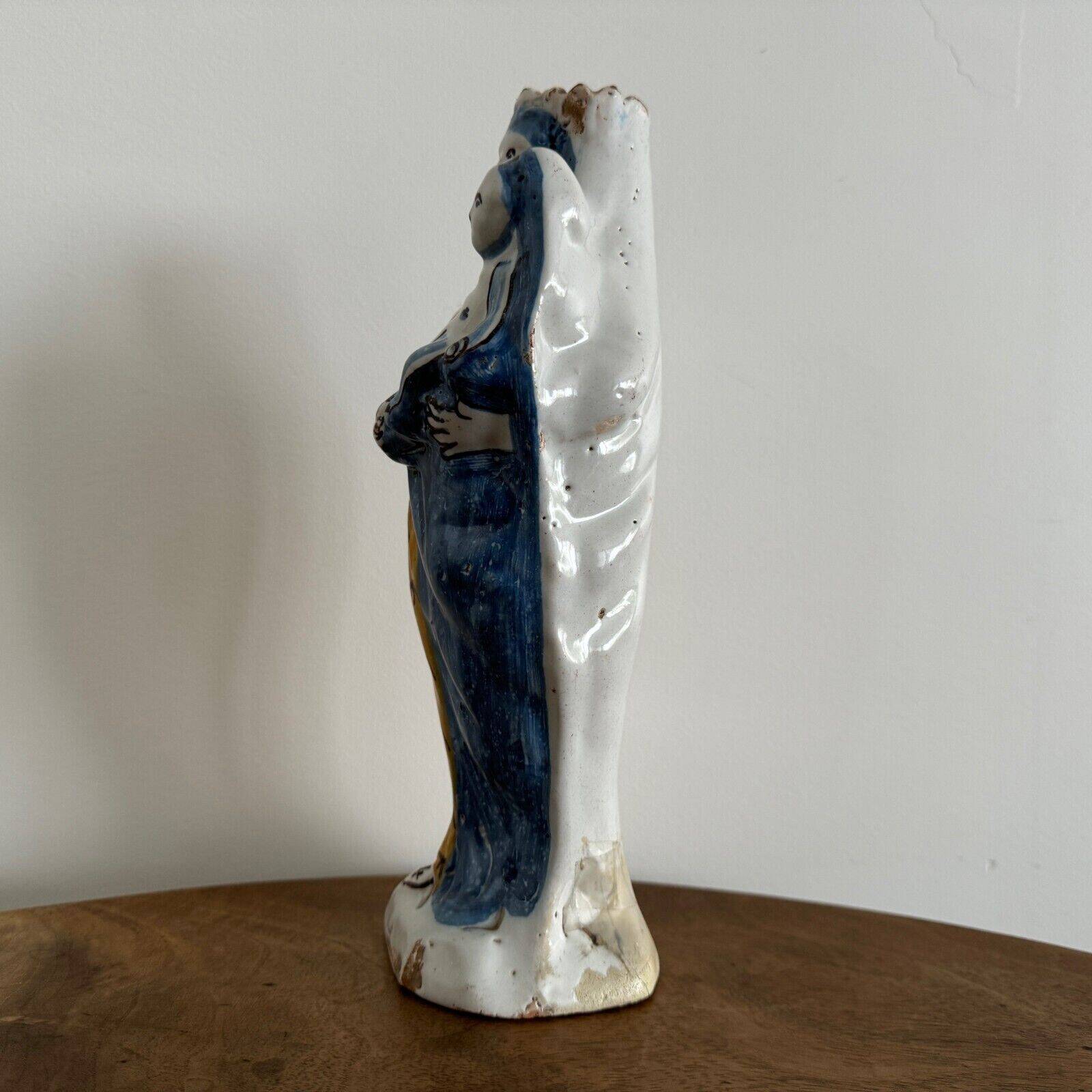 18th century Virgin Mary in Nevers earthenware